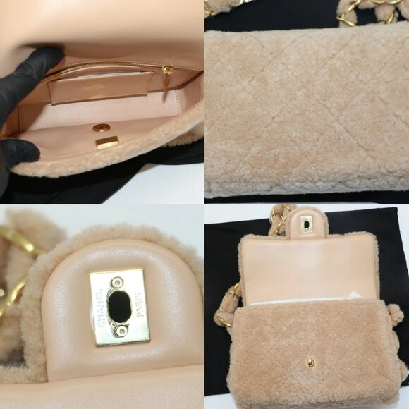 Chanel Small CC Flap Bag Light Pink Shearling Brushed Gold Hardware - Picture 16 of 16